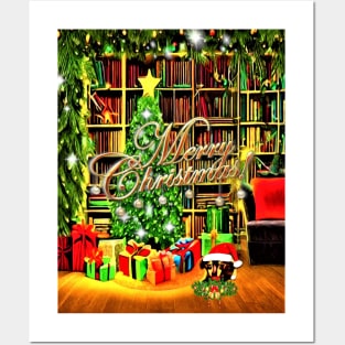 Christmas Greetings with a Cute Dachshund Puppy Posters and Art